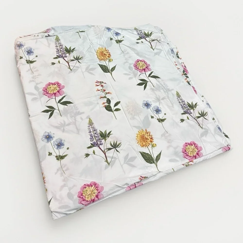 Pottery Barn Floral Garden Botanical Full Queen Cotton Duvet Cover White